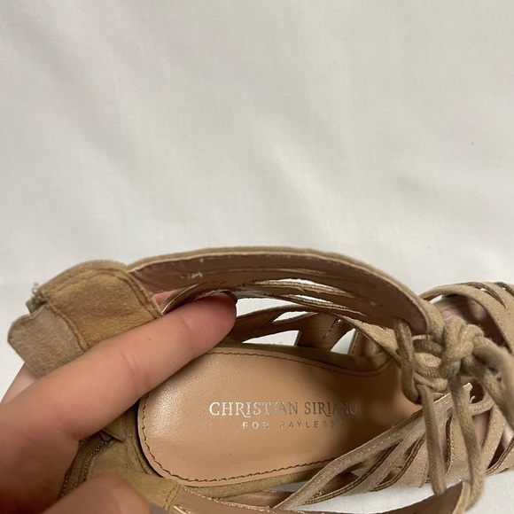 Tan Lace Up Heels - Picture 8 of 8